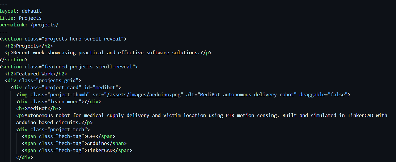 Portfolio site screenshot